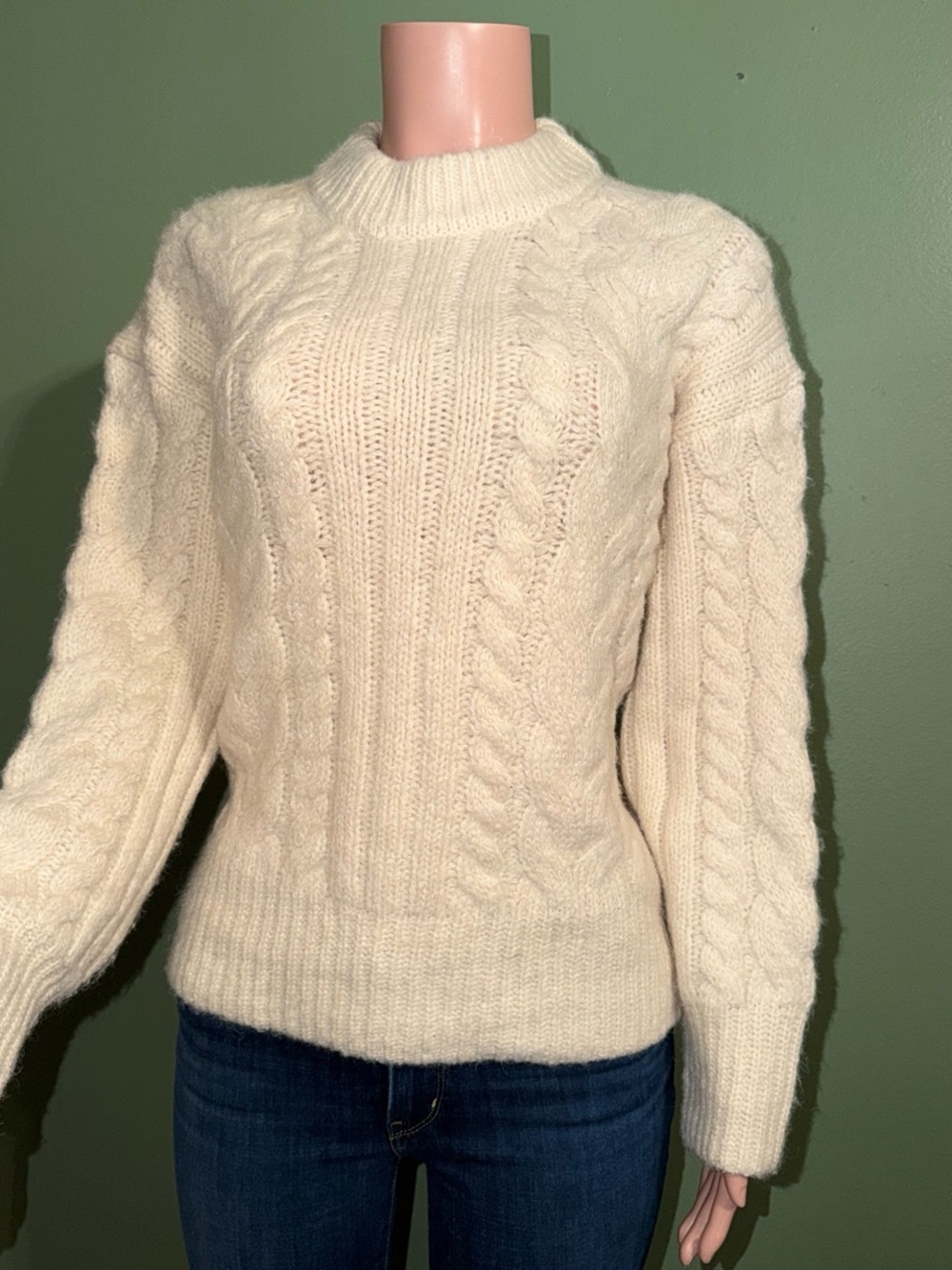 a new day Cream Cable Knit Turtleneck Sweater